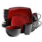 Gibson Soho Lounge 61220.16RM Soho Lounge Reactive Glaze Steingut Essgeschirr-Set, Steinzeug, Red