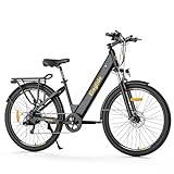 Eleglide Trekking E-Bike, T1 Step-Thru Elektrofahrrad 27.5'' Trekkingrad E-Citybike mit 36V 13Ah Lithium-Akku bis zu 100KM Lange Range, 250W Motor, 7 Gänge E Bike, LCD Display