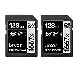 Lexar Professional 1667x SD Karte 128GB 2er-Pack, Speicherkarte SDXC UHS-II, Bis zu 250 MB/s Lesen, Class 10, U3, V60, SD für Professionelle Fotografen, Videofilmer, Enthusiasten (LSD1667128G-B2NAA)