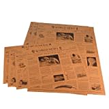 1000 Blatt Bio Einschlagpapier Hamburgerpapier Sandwichpapier Frischhaltepapier Pergamentersatz braun fettdicht Zeitungsmotiv braun 37,50x50cm