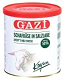 Gazi Schafskäse in Salzlake - 2x 400g Metalldose - Schafkäse Schaf Käse Koyun peyniri 50% Fett i.Tr. aus 100% Schafmilch, mild, mikrobielles Lab, vegetarisch, glutenfrei, zu Börek, zu Salat