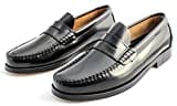 Marttely Herren Leder Anzugschuhe Loafer mit Ledersohlen Handmade Mokassins, Schwarz, 43 EU