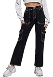 Alaster Queen Baggy Jeans Damen Jeans Mit Hohem Bund Locker Freizeit Damen Jeans Stretch Schwarz S