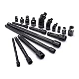 CASOMAN 18-Piece Drive Tool Accessory Set, Includes Socket Adapters, Extensions and Universal Joints and Impact Coupler, Professional Socket Accessory Set