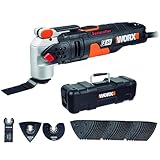 WORX WX681 Sonicrafter F50 Multifunktionswerkzeug 450w – zum Schneiden, Polieren, Schleifen uvm. – Multitools inkl. Adapter für Universalzubehör, 35mm Sägeblatt & 80mm HSS Sägeblatt halbrund