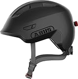 ABUS Kinderhelm Smiley 3.0 ACE LED - Fahrradhelm mit Licht - Tiefe Passform und Platz für einen Zopf - für Mädchen und Jungs - Schwarz, Größe S (45-50 cm​)