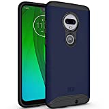 TUDIA DualShield kompatibel für Moto G7 / Moto G7 Plus Hülle, [Merge] Stoßfeste Dual Layer Slim Hard PC Weiche TPU Militärische Schutzhülle für Motorola Moto G7 / Moto G7 Plus - Indigoblau