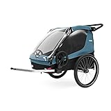 Thule Courier Fahrradanhänger Hunde, Fahrradanhänger für 2 Kinder Aegean Blue One-Size