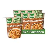 Knorr Pasta Snack Pot Gulasch-Sauce leckere Instant Nudeln fertig in 5 Minuten 8x 60 g