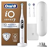 Oral-B iO Series 7 Plus Edition Elektrische Zahnbürste,Electric Toothbrush, PLUS 3 Aufsteckbürsten, 5 Putzmodi für Zahnpflege, Reiseetui, Designed by Braun, weiß alabaster