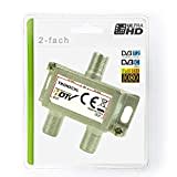 TronicXL Digitaler Premium 2-Fach Antennenverteiler Verteiler Weiche Splitter zb für Satelliten F-Stecker DVB-T DVB-C SAT Dab+ DAB HDTV 4K CATV Breitband UKW Radio Radiosplitter mit DC Durchgang