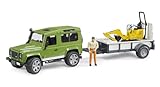 bruder 02593 - Land Rover Defender Station Wagon mit Einachsanhänger, JCB Mikrobagger 8010 Cts, Bauarbeiter - 1:16 Pick-up Geländewagen Jeep Fahrzeug Bagger Baufahrzeug bworld Arbeiter Spielzeugfigur