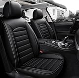 BUNIQ Auto Sitzbezüge Sets Für Mercedes-Benz C-Klasse W202 W203 W204 W205, Leder Wasserdicht Verschleißfest Innenraum Schonbezüge sitzschoner vorne und hinten.,A-Black Style