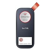 SanDisk Portable SSD 1 TB (externe Festplatte mit SSD Technologie 2,5 Zoll, 800 MB/s Übertragungsraten, robustes Laufwerk, robuste Befestigungsschlaufe aus strapazierfähigem Gummi) grau