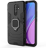 LuluMain Kompatibel mit Xiaomi Mi Redmi 9 Hülle, Ring Ständer Magnetischer Handyhalter Auto Caseme Schutzhülle Case (Schwarz)