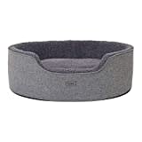 lionto Hundebett mit Wendekissen und waschbarem Bezug, formstabiles Hundekörbchen mit Anti-Rutsch-Noppen, 92x72 cm, kuscheliges Heimtierbett für Hunde und Katzen mit Plüsch, grau