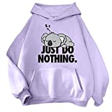 Frauen-niedlicher Mode-Sweatshirt-Sweatshirt-Hoodie für jugendlich Mädchen-Hoodies Hose Damen Damen Oversize Hoodie Damen Graphic Sweatshirt Damen Hoodie Mit Kapuze Kapuzenpullover Damen (Purple, S)