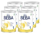 BEBA 1 Anfangsmilch von Geburt an, Babynahrung mit DHA, nur Laktose, ohne Palmöl, 6er Pack (6x800g)