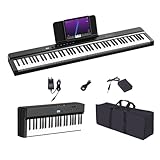 OYAYO Verbesserte Faltbares Klavier 88 Tasten, Halbgewichtete Tastatur in voller Größe Unterstützt MIDI, Tragbares Folding piano Keyboard Bluetooth mit Sustain-Pedal und Klaviertasche, Notenständer