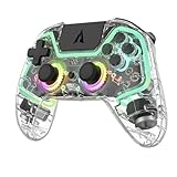 AUROCE Wireless Controller für PS4/PS3/Switch/PC, Analog Hall Stick/Hall Dual-mode Trigger/Audio Jack/Lautsprecher/Macro/Turbo/LED RGB, Alternative zu PS4 Controller Dualshock 4 und Switch Controller