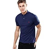 Ralph Lauren Polo-Piqué Custom Slim-Fit (IT, Text, M, Regular, Regular, Marineblau), blau