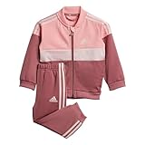 adidas Baby Infants Tiberio 3-Stripes Colorblock Shiny Tracksuit Baby-Jogger, semi pink spark/sandy pink/preloved crimson,