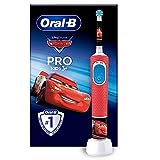 Oral-B Pro Kids Cars Elektrische Zahnbürste/Electric Toothbrush für Kinder ab 3 Jahren, inklusive Sensitiv+ Modus für Zahnpflege, extra weiche Borsten, 1 Aufsteckbürste, 4 Sticker, rot/blau