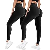 Sfit Damen Scrunch Butt Leggings High Waist Push Up Boom Booty Leggings Blickdicht Slim Fit Nahtlos Fitnesshose Sport Leggings Workout Yoga Sporthose(Schwarz+Schwarz,M)