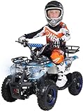 Actionbikes Motors Kinder Elektro Miniquad ATV Torino | 𝟭𝟬𝟬𝟬 Watt 𝟑𝟔 Volt - Scheibenbremsen - Umweltfreundlicher Elektromotor - LED-Scheinwerfer - Kinder Quad (1000 Watt Blau Polo)