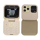 2G Flip Handy, 2024 Neues MI NI Flip Handy, 2 SIM Karte, Kleines Display, Faltbares Handy, mit FM Radio, Magic Voice, Blacklist, Schnellwahl Vibration, für Senioren (Gold)