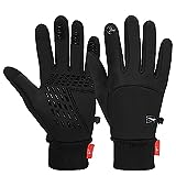 Cevapro Fahrradhandschuhe Warme Winterhandschuhe wasserdichte Touchscreenhandschuhe Winddichte Laufhandschuhe rutschfeste, Schwarz, M