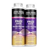 John Frieda Wunder Reparatur Shampoo/Conditioner Vorteils-Set - Inhalt: 1x Shampoo 500ml & 1x Conditioner 500 ml - Nachfüllbar - Frizz Ease Serie - Für widerspenstiges, strapaziertes Haar