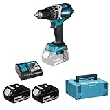 Makita DHP484RTJ Akku-Schlagschrauber 18V / 5,0Ah, 2 Akkus, Ladegerät im MAKPAC, 450 W, 18 V, Blau, Silber