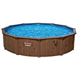 Bestway Hydrium Stahlwandpool Komplett-Set mit Sandfilteranlage Ø 490 x 130 cm, Holz-Optik (Palisander), rund