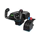 Logitech G Saitek Pro Flight Yoke System, Steuerhorn und Schubregler für Flug Simulatoren, Throttle Quadrant, 5 Achsen, Edelstahl-Höhenruder, Querruder-Steuerwelle, USB-Anschluss, PC - Schwarz