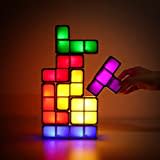 Justup Lampe, LED Stapelbares Nachtlicht 7 Farben Induktionsverriegelung Schreibtischlampe 3D Diy Magic Blocks Puzzles Spielzeug für Kinder Teens Schlafzimmer Wohnkultur (LED-Lampe)