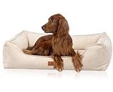 Knuffelwuff orthopädisches Hundebett aus Cord mit Handwebcharakter Nunavut XL 105 x 75cm Beige - Abnehmbarer Bezug - waschbar - für große, mittelgroße und kleine Hunde