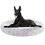 HMTOPE Orthopädisches Hundebett rund Hundekissen Hundesofa Katzenbett Donut Kuscheliges Hundekorb Waschbar, 120 cm Ø, Hellgrau