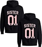 Beste Freunde Damen Hoodie Sister Pullover Mädchen Best Friends BFF (Rosa-Schwarz M)