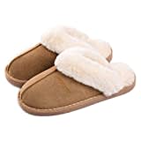 Misolin Damen Herren Hausschuhe Winter Warme Faux Pelz Slippers Weiche Flache Plüsch Pantoffeln Rutschfeste Outdoor/Indoor - mit super Qualität, Hellbraun, 38.5/40 EU, M, 280