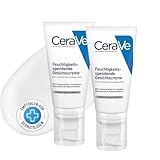 CeraVe Feuchtigkeitsspendende Gesichtscreme für normale bis trockene Haut, Ultraleichte Formel, Mit Hyaluron, Niacinamid und 3 essenziellen Ceramiden, 2 x 52 ml