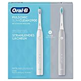 Oral-B Pulsonic Slim Clean 2900 Elektrische Schallzahnbürste/Electric Toothbrush, Doppelpack mit 2 Aufsteckbürsten, 2 Putzmodi für Zahnpflege mit Timer, Geschenk für Sie/Ihn, grau/weiß