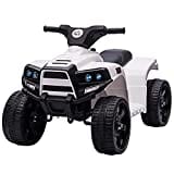 HOMCOM Mini Elektro-Quad Kinder Elektro ATV Kinderwagen für 18 bis 36 Monaten Elektromotorrad mit 2 Scheinwerfer Elektroquad Strandauto-Form PP Stahl Schwarz+Weiß 65 x 40 x 43 cm