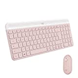 Logitech MK470 Slim Combo Kabelloses Tastatur-Maus-Set - Modernes, kompaktes Layout, Extrem leiser, 2,4-GHz-USB-Empfänger, Plug-n'Play-Konnektivität, Kompatibel mit Windows, Deutsches QWERTZ - Rosa