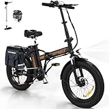 HITWAY E Bike 20" 3,0 Fat Tire Elektrofahrrad E-Fahrrad klapprad,250W/36V/12Ah Akku,Max.Reichweite bis zu 35-90km, Off-Road Mountainbike mit 7 Gängen,City EBike