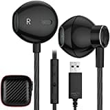 ACAGET USB Kopfhörer PC Headset USB Ohrhörer mit Kabel und Mikrofon, USB PC Gaming Headset Semi In Ear HiFi Stereo Noise Cancelling USB PC Kopfhörer für PS4/PS5 Computer Chromebook Laptop Desktop