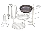 Zubehör Tandoor Ofen, Big Set 6 in 1, Tandoor Tannenspieße, Triton für Tandoor, Abnehmbaren Gusseisen Pfanne, Grillrost, Hähnchen Bräter, Profi