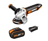 WORX 18V(20V MAX) Akku Winkelschleifer WX800.4, 4,0Ah, Powershare, 115mm, 2-Position Zusatzhandgriff, werkzeuglose Einstellung der Schutzhaube, Spindelarretierung