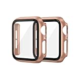 EDIMENS 2er Pack Hard PC Case Kompatibel mit Apple Watch Series 6 / SE / 5/4 40mm Damen Herren, Overall PC Case Slim Hartglas Displayschutz Schutzhülle für Apple iWatch 40mm SE Roségold