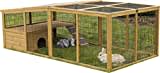 Kerbl Pet Pet Freigehege mit Ausbruchsperre, 220x115x75 cm, Gitterabstand: 2,5 cm, Für Hasen / Kaninchen / Meerschweinchen, Aufklappbar, Häuschen mit Rampe